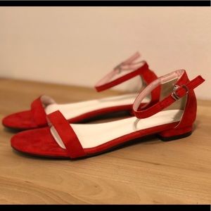 Red flat sandals